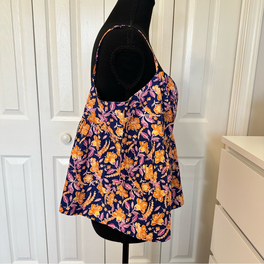 J.Crew Navy Floral Spaghetti-Strap Peplum Camisole Size XXL NWT - Picture 3 of 13